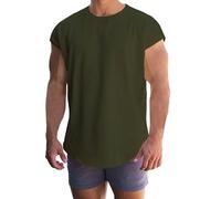 Canotta a compressione da uomo gilet da corsa senza maniche vestibilità ampia estate basic top classica tinta unita tinta unita ad asciugatura rapida sport palestra canotte da uomo, Verde militare, S