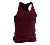 Canotta a compressione da uomo, senza maniche, vestibilità ampia, per l'estate, classica maglietta a tinta unita, ad asciugatura rapida, per sport e palestra, rosso, XL