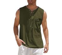 Canotta a compressione da uomo, tinta unita, tinta unita, per allenamento, muscoli, senza maniche, leggera, vestibilità larga, estiva casual, maglietta per sport, lavoro, doppia fodera, Verde, S