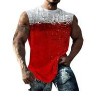 Canotta a compressione da uomo traspirante grafica stampata leggera estiva casual vestibilità ampia per feste Streetwear vacanze classico cardigan doppio foderato canotta, Rosso, S