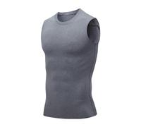 Canotta a doppia fodera classica gilet traspirante senza maniche leggero vestibilità ampia tinta unita atletica sport tattici allenamento palestra taglie forti canotte da uomo, Grigio, L