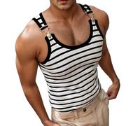Canotta a Righe da Uomo, Traspirante, Comoda, Casual, Senza Maniche, per l'uso Quotidiano, per casa, all'aperto, Escursioni, Estate, Leggera, vestibilità Ampia, Scollo Rotondo.#G