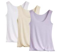 Canotta basic da donna, confezione da 3 canottiere estive, senza cuciture, in seta fredda, senza cuciture, con scollo rotondo, tinta unita, taglie forti, Grigio4., 4XL