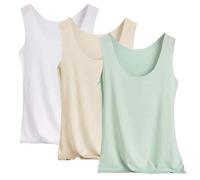 Canotta basic da donna, confezione da 3 canottiere estive senza maniche, top senza cuciture in seta fredda, bluse leggere, canottiere larghe con scollo rotondo, tinta unita, taglie forti, top con