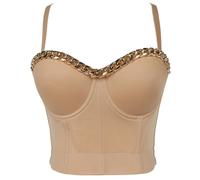 Canotta Bustier Donna Lady Chain Corsetto Top Crop A Spaghetti Slim Sexy