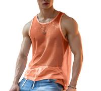 Canotta canottiera smanicata uomo maglia trasparente maglietta girocollo nightcl