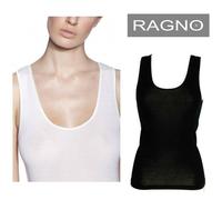 Canotta canottiera spalla larga RAGNO lana merino seta donna 74022 bianco nero