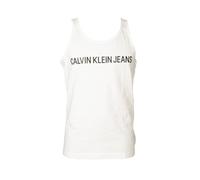 Calvin Klein Jeans Canotta Canottiera Uomo CK Puro Cotone con Logo Articolo ZM0ZM01655 Tank Logo, YAF Bright White/Bianco, s