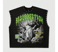 Canotta casual da uomo con stampa della lettera di Gesù, rivetti e vestibilità ampia, adatta per l'uso quotidiano e il pendolarismo estivo L,M,S,XL,XSRitratto,LettereTessuto