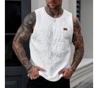 Canotta casual di moda da uomo taglie forti, con decorazione a rilievo a forma di lettera, adatta per l'estate, il tempo libero quotidiano, le gite del fine settimana, le attività all'aperto, le spedi