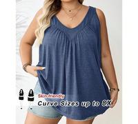 Canotta casual senza maniche con scollo a V, taglie comode, per l'estate/2026/Nuovo Anno 5XL,6XL,7XL,8XLTessuto in maglia