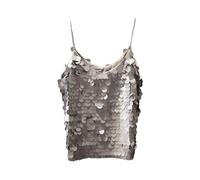 Canotta Club con paillettes per le donne che escono lucido ritagliato senza maniche Camicette primaverili scintillanti Glitter Party Trendy Sparkle Casual Canotte Canotta Canotta con scollo a V Crop