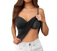 Canotta con Reggiseno Incorporato - Canotte da Donna a con Reggiseno Canottiera di Base Solida Camicia Imbottita Regolabile Spalline Sottili Imbottita Top Sportivoda Estivo Basic Sexy Senza Maniche