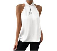 Canotta con scollo a halter per donna, blusa senza maniche in raso elegante, camicia in seta con scollo a criss-cross frontale, camicetta estiva, gilet da donna, camicia per signora, i miei ordini
