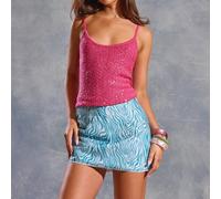 Canotta con spalline a spaghetti e paillettes, adatta per primavera, estate, Ibiza, stile Y2K, ragazza cool, festival, rave, vacanza, discoteca, carina, vacanza invernale, elegante e scintillante, ada