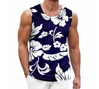 Canotta con spalline sottili e stampa grafica leggera estiva casual vestibilità larga per feste streetwear vacanze gilet classico da uomo, Blu scuro, L