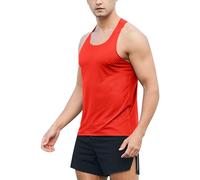 Canotta con spalline sottili tinta unita tinta unita allenamento muscolare senza maniche leggera vestibilità ampia estiva casual gilet muscolare maglietta per lavoro sportivo canotta da uomo, Rosso, S