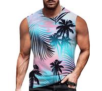 Canotta con spalline sottili traspirante grafica stampata leggera estiva casual vestibilità ampia festa streetwear vacanza gilet classico canotta da uomo, blu cielo, S