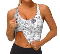 Canotta da allenamento con stampa di erbe e piante erbacee fiorite per le donne ad asciugatura rapida senza maniche Crop Vest Yoga
