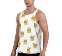 Canotta da allenamento da uomo - Carino a forma di anatra da uomo a forma di carino, ad asciugatura rapida, senza maniche, con corsa, Nero , S