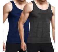 Canotta da corsa da uomo, confezione da 2 pezzi, per allenamento muscolare, vestibilità aderente, senza maniche, atletica, estiva, boxe, allenamento, palestra, canotta da uomo, Blu, grigio., XL