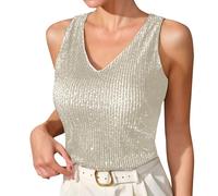 Canotta da donna a costine con bottoni, stile gilet estivo, vestibilità aderente, aperta sul davanti, camicia corta senza maniche, carina da indossare sopra le magliette, Beige, M