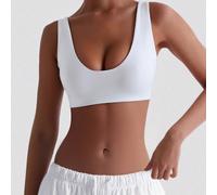 Canotta da donna aderente con scollo a U e schiena scoperta, stile Y2K, top casual bianco corto, outfit da vacanza L,M,S,XS,XXSTessuto in maglia