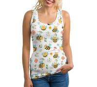 Canotta da donna, con fiore d'ape, senza maniche, per allenamento sportivo, Come mostrato, L