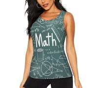 Canotta da donna con formule, teoria, lezione di matematica, stampa di parole, ad asciugatura rapida, traspirante, senza maniche, per allenamento, Nero , M