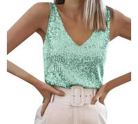 Canotta da donna con paillettes per feste estive scintillanti glitter club scollo a V senza maniche camicie alla moda canotta lucida base strass Y2K canotte carino 2026 primavera scintilla uscire