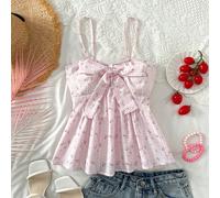 Canotta da donna con spalline, casual e ampia, con stampa in pizzo, quadri e motivi floreali, adatta per vacanze, laurea, matrimonio, ritorno a scuola, feste, pranzi, stile romantico e rilassato da ca