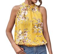 Canotta da donna con stampa scollo all'americana Top in cotone morbido senza maniche Maglietta estiva Cami Tops Canotta da donna con collo alto Canotta estiva Top estivi per donna Magliette casual