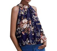 Canotta da donna con stampa scollo all'americana Top in cotone morbido senza maniche Maglietta estiva Cami Tops Canotta da donna con collo alto Canotta estiva Top estivi per donna Magliette casual