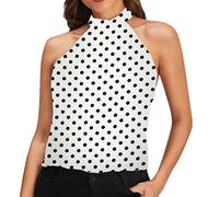 Canotta da donna con stampa scollo all'americana Top in cotone morbido senza maniche Maglietta estiva Cami Tops Canotta da donna con collo alto Canotta estiva Top estivi per donna Magliette casual