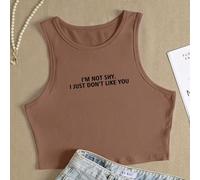 Canotta da donna con stampa slogan "NON SONO TIMIDA, MI PIACI SOLO POCO" Magliette grafiche da donna L,M,S,XSsloganTessuto