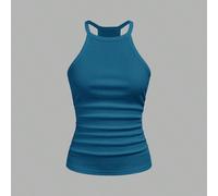 Canotta da donna estiva blu turchese casual a coste con scollo rotondo e schiena a vogatore, basic versatile tinta unita con spalle scoperte per yoga, sport, boho e spiaggia L,M,S,XL,XS,XXL,XXS,XXXL,X