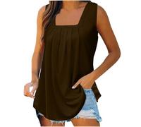 Canotta da donna estiva, senza maniche, a tinta unita, con scollo ad angolo, tunica, oversize, a maniche lunghe, elegante, per il tempo libero, a maniche larghe, blusa, taglie grandi, camicetta estiva