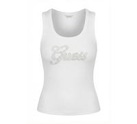Guess, ,Tops ,Donna ,Bianco ,S Canotta Girocollo Senza Maniche
