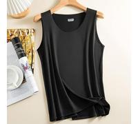 Canotta da donna in seta di ghiaccio traspirante e ad asciugatura rapida, senza maniche, con cuciture senza traccia, per sport e uso casual (L nero)