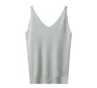 Canotta da donna in tinta unita con paillettes, lucida slim fit, canotta da donna con scollo a V, comoda e morbida, maglieria, canotte luccicanti, canotte da cocktail party, top classici, Grigio