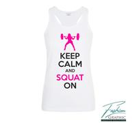 Canotta da donna keep calm SQUAT on canottiera per body building palestra sport