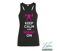 Canotta da donna keep calm SQUAT on canottiera per body building palestra sport