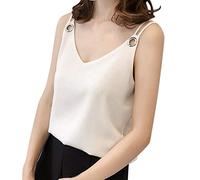 Canotta da donna lunga estiva - chiffon camicetta da donna elegante senza maniche top senza maniche top chiffon, bianco, XXXXL