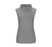 Canotta da donna senza maniche e con chiusura alta, in cotone, nera, traspirante, estiva, senza maniche, slim fit, canotta elasticizzata, elegante, grigio., 3XL