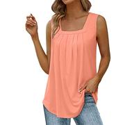 Canotta Da Donna Taglie Forti Estive Basic Scollo a U Tank Top Elegante Casual Leggera Shirt Maglietta Senza Maniche Moda Curvy Tinta Unita Canotte Chic Canottiere Cotone Classica Estate Bluse Camicia