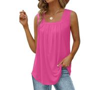 Canotta Da Donna Taglie Forti Estive Basic Scollo a U Tank Top Elegante Casual Leggera Shirt Maglietta Senza Maniche Moda Curvy Tinta Unita Canotte Chic Canottiere Cotone Classica Estate Bluse Camicia