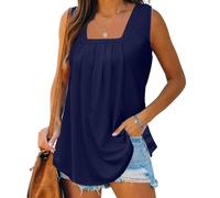 Canotta Da Donna Taglie Forti Estive Basic Scollo a U Tank Top Elegante Casual Leggera Shirt Maglietta Senza Maniche Moda Curvy Tinta Unita Canotte Chic Canottiere Cotone Classica Estate Bluse Camicia