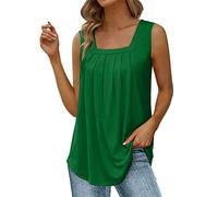 Canotta Da Donna Taglie Forti Estive Basic Scollo a U Tank Top Elegante Casual Leggera Shirt Maglietta Senza Maniche Moda Curvy Tinta Unita Canotte Chic Canottiere Cotone Classica Estate Bluse Camicia