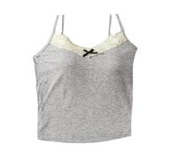 Canotta Da Donna - Top Casual In Pizzo Da Donna, Canotta Estiva Senza Maniche, Sottile, Sexy, Da Strada, Con Fondo Morbido, Elegante, Da Casa, Grigio, L