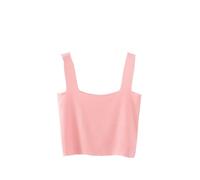 Canotta Da Donna - Top Estivo Corto E Sexy Da Donna, Senza Maniche, In Maglia, Stile Vintage, Per Feste E Streetwear, Canotta Sottile, Con Fondo Aderente, T-Shirt, Rosa, Taglia M